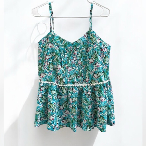 Matilda Jane Tops - Matilda Jane Tropical Floral Smocked Peplum Spaghetti Strap Top Size Large